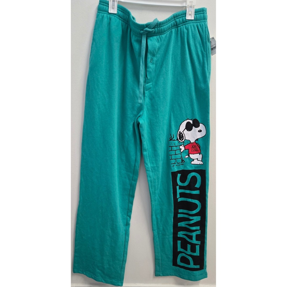 Peanuts Joe Cool Snoopy Lounge Pants Teal Green XL PNXXFA3MNP New